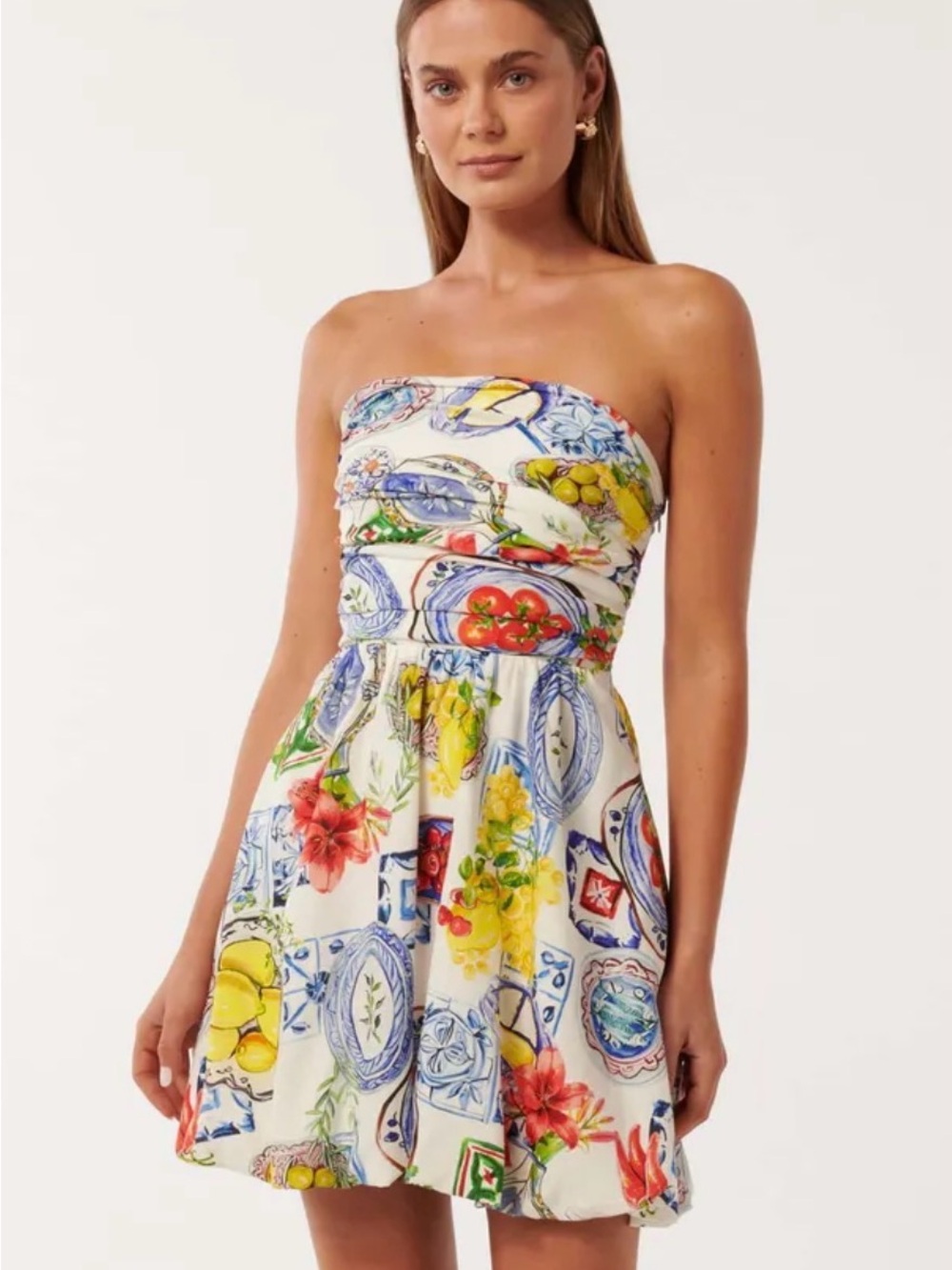 Ever New Phoebe Strapless Bubble Hem Mini Dress